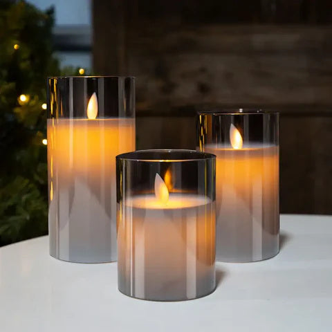 flameless led candle set - front - transparent