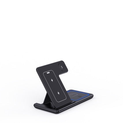 3 in 1 wireless charger foldable - front side -black color- special offer 50% off